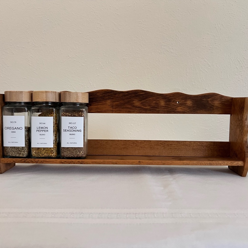 Vintage Wooden Spice Rack Shelf